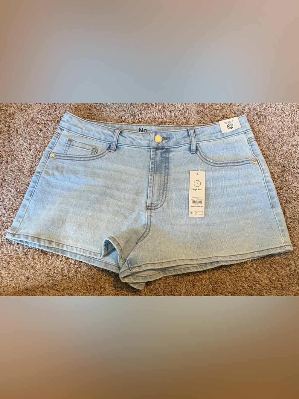 No Boundaries Womens Denim Shorts Size 10 High Rise Mom Light Wash Pockets NWT